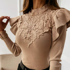 R&B | Pullover mit Rollkragen, Rüschen und Spitzendetails