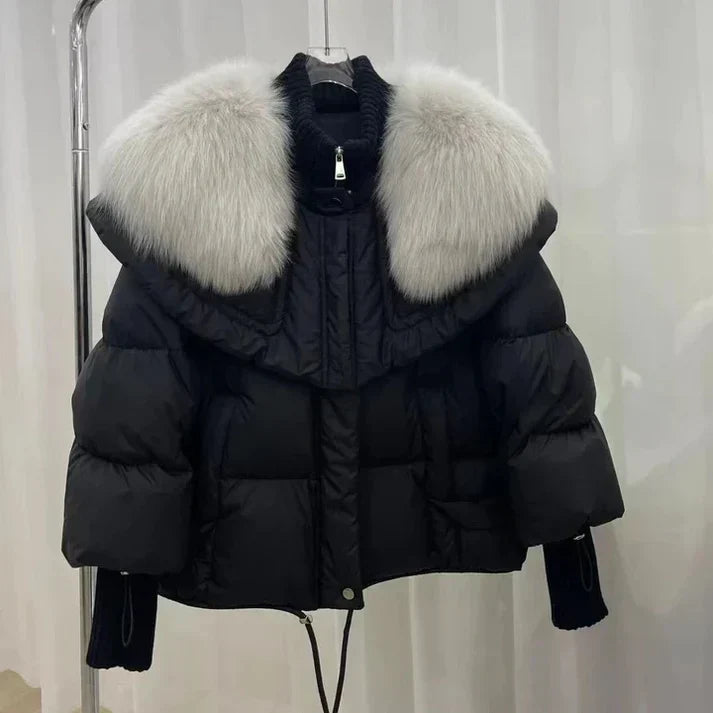 R&B | Warme, Wattierte Fell-Daunenjacke für Damen