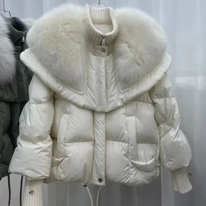 R&B | Warme, Wattierte Fell-Daunenjacke für Damen