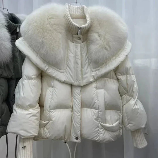 R&B | Warme, Wattierte Fell-Daunenjacke für Damen