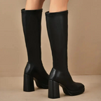 R&B | Knöchelhigh Boots Stretch Fit Plattformsohle Blockabsatz Rechte Zehe
