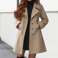 R&B | Langmantel - Tailored Fit - Wolloptik - Einreihig - Reverskragen