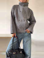R&B | Jacke Wollmischung Oversized Fit Stehkragen Doppelreihige Knöpfe