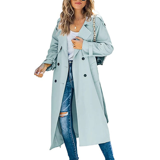 R&B | Damen Trenchcoat mit Gürtel und Doppelten Knöpfen