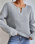 R&B | Bequemer Damenpullover mit V-Ausschnitt und Wollmischung
