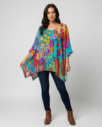 R&B | Stylische Lose Bluse mit Farbigen Geometrischen Muster für Frauen
