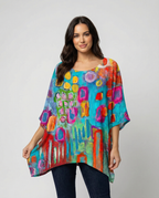 R&B | Stylische Lose Bluse mit Farbigen Geometrischen Muster für Frauen