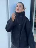 Damen Wollmischung Kurzmantel mit Oversized Fit & Stehkragen | R&B