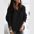 R&B | Pullover - Damen Herbst Halbzipper Texturiertes Strick-Pullover