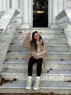 R&B | Teddy-Mantel - Weicher Schaffell-Look - Oversized Passform - Hoher Kragen - Reißverschlussverschluss