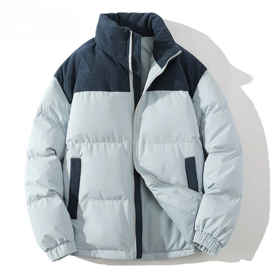 R&B | Puffer-Jacke Gestepptes Futter Rippcord-Naht Hüftlänge Elastische Bündchen