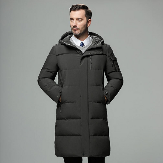 R&B | Pufferjacke Webmischung Lange Länge Verstellbare Kapuze & Bündchen