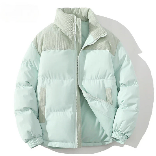 R&B | Puffer-Jacke Gestepptes Futter Rippcord-Naht Hüftlänge Elastische Bündchen