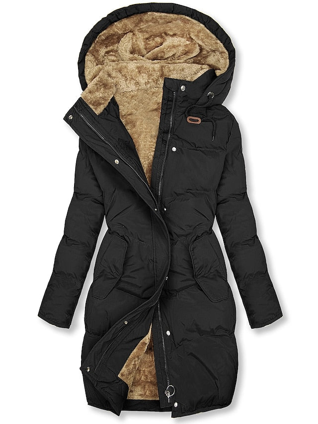 R&B | Lange Kapuzen Winter Parka Dick Gepolsterter Mantel mit Fleece Futter