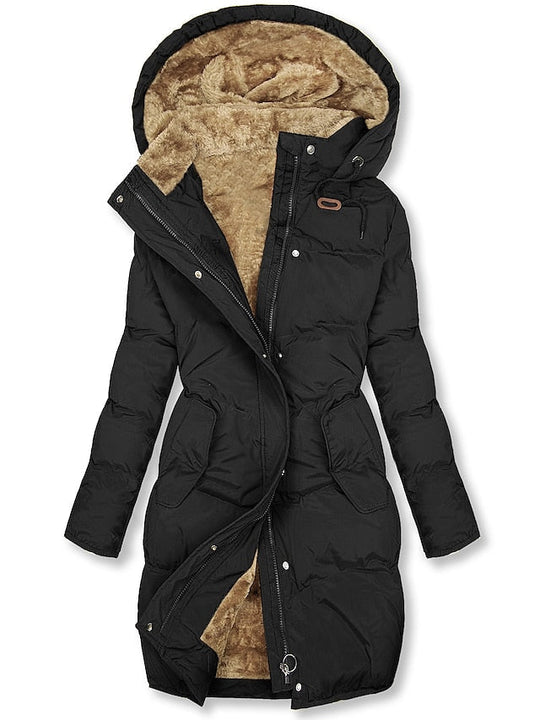 R&B | Lange Kapuzen Winter Parka Dick Gepolsterter Mantel mit Fleece Futter