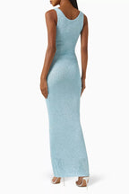 R&B | Pailletten-Detail Maxikleid Hellblau