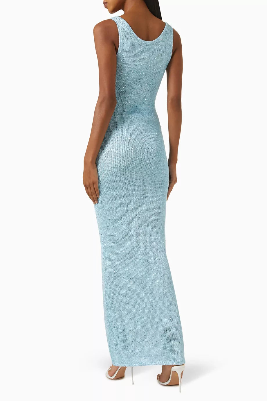 R&B | Pailletten-Detail Maxikleid Hellblau