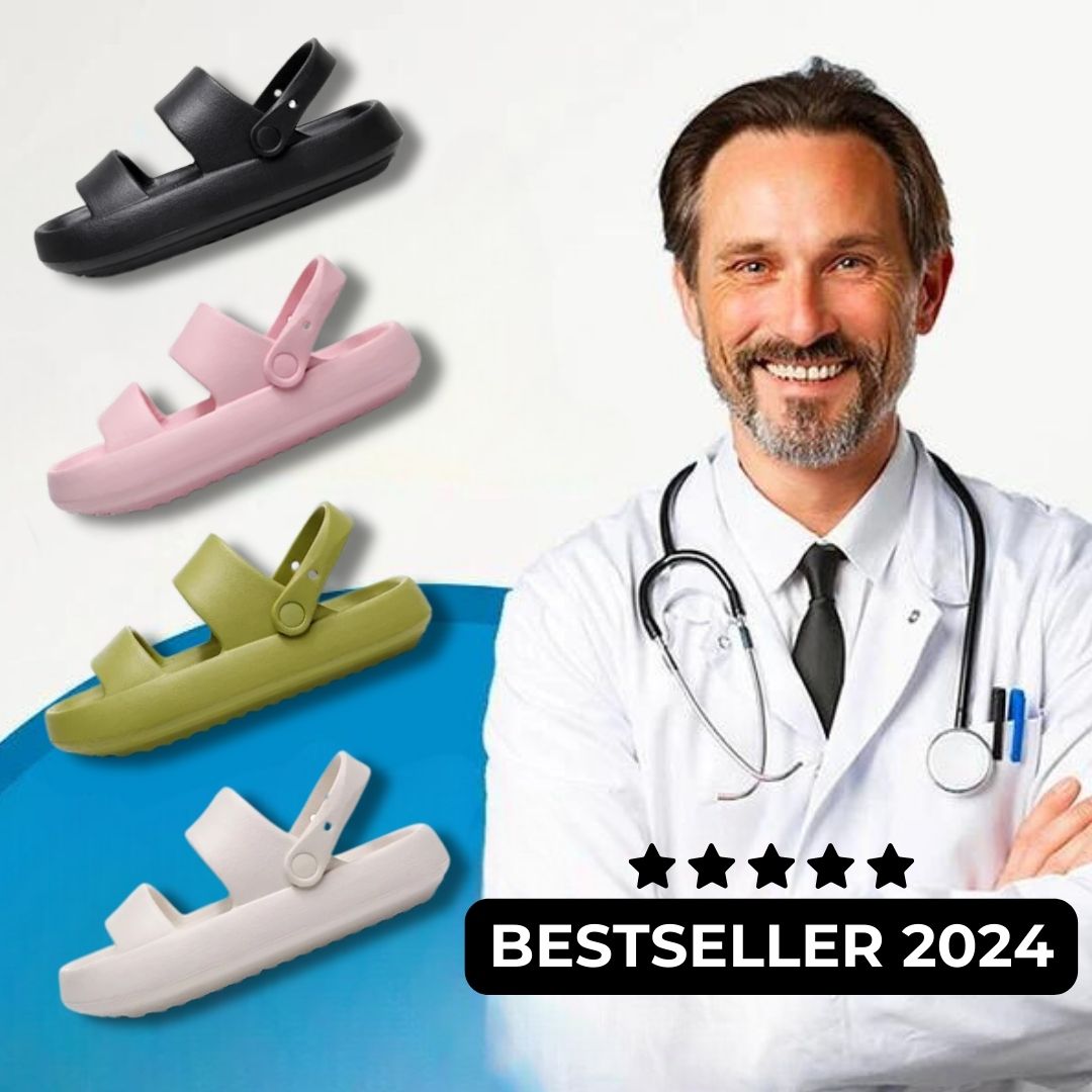 R&B | Orthopädische Sandalen Comfort Plus Pantoletten mit Doppelriemen Gepolsterte, Lässige Slip-On-Sandalen