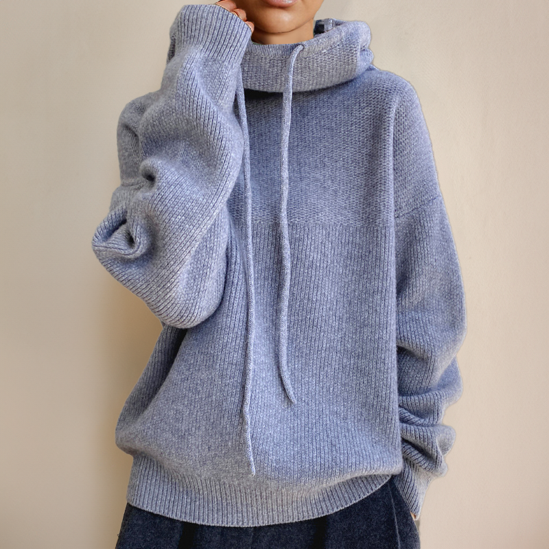 R&B | Strickpullover mit Hohem Kragen Weicher Strick Lässig und Warm