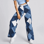 R&B | Damen Baggy Jeans Mit Reißverschluss Weite blaue Hosen