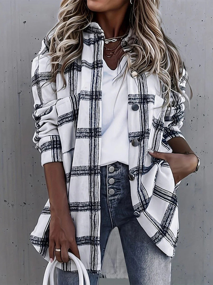 R&B | Damen Oversized Karos Hemdjacke