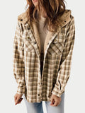 R&B | Damen Kapuzen Flanelljacke mit Knopfleiste