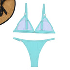 R&B Zweiteiliger Bikini-Badeanzug mit goldfarbigen Metallringen und dreieckigen Körbchen