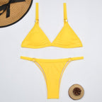 R&B Zweiteiliger Bikini-Badeanzug mit goldfarbigen Metallringen und dreieckigen Körbchen