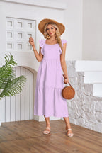 R&B | Kleid mit plissiertem Saum und eckigem Ausschnitt, schulterfrei