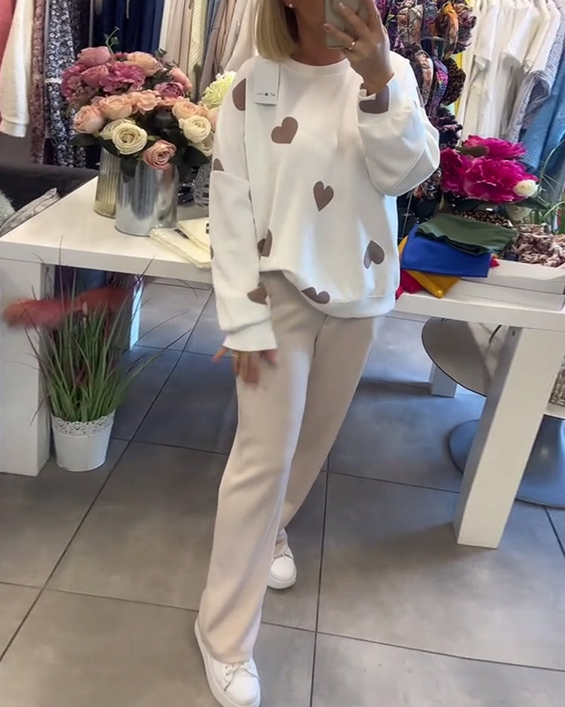 R&B | Frauen Casual Herz Pullover