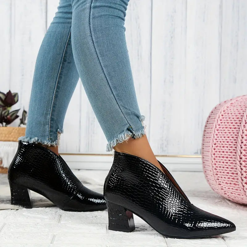 R&B | Glänzende Croco Print Stiefeletten