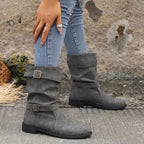 R&B | Vintage Schnalle Strap Western Ankle Boots für Frauen