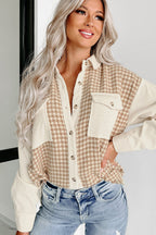 R&B | Hundezahn Muster Hemdjacke Baumwollmischung Trendy und Komfortabel