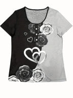 R&B | T-Shirt mit lockerem Print für Frauen