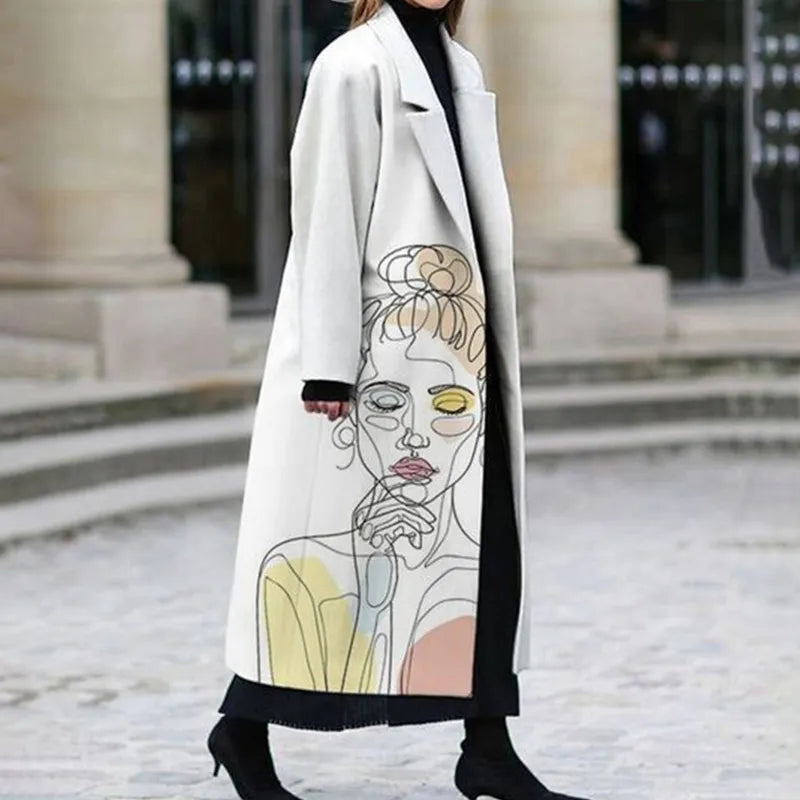 R&B | Eleganter Damen Cardigan Langer Mantel Mit Stilvollen Mustern Für Lässige Eleganz