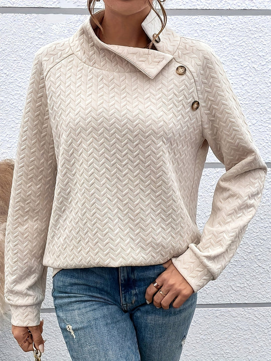R&B | Leichtgewicht Pullover mit Hohem Kragen und Knöpfen Polyester Elegant und Komfortabel