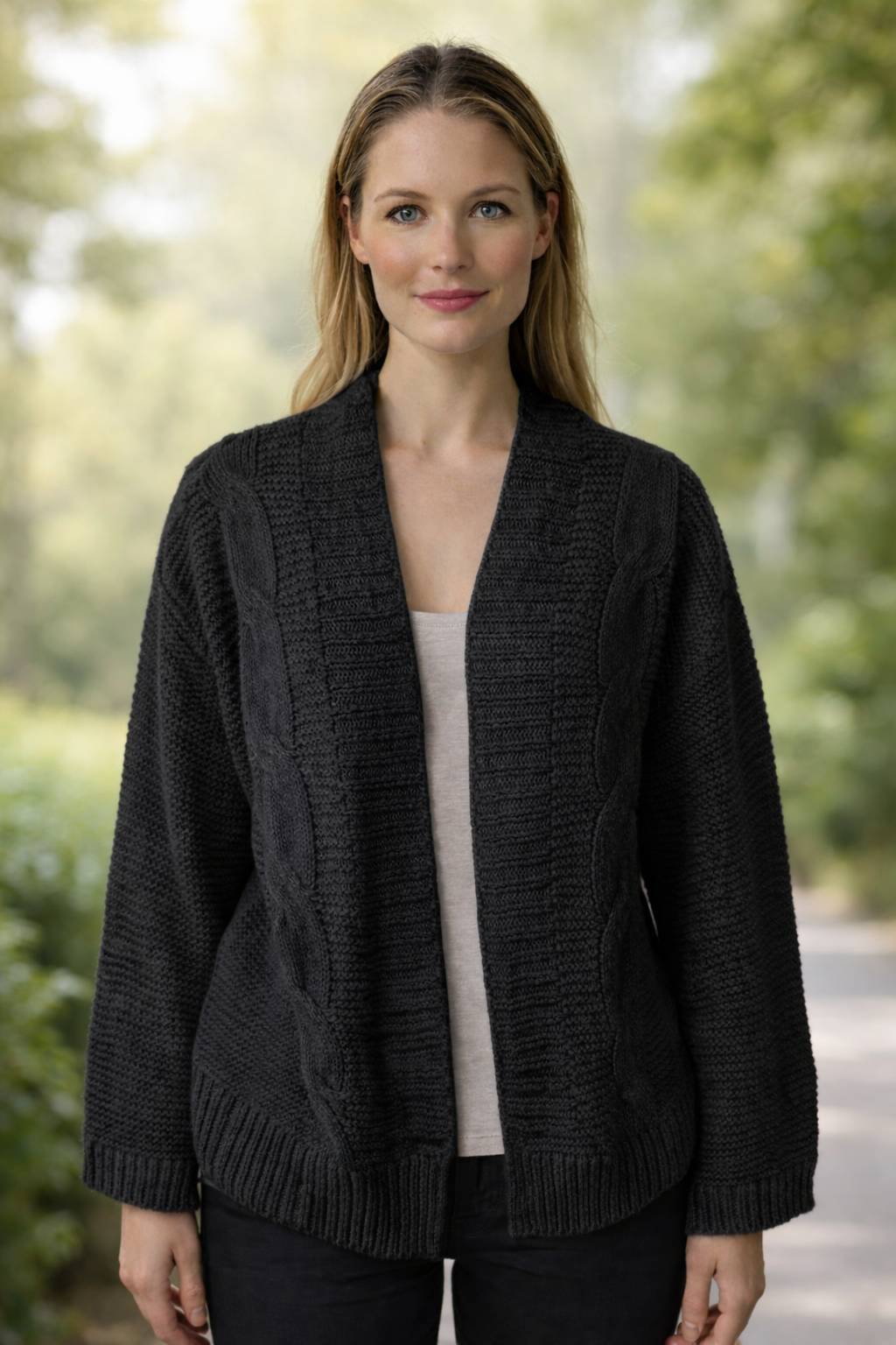 R&B | Damen Strickcardigan mit lockerer Passform und dicker Textur