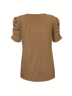 R&B | Elegantes Geripptes V-Ausschnitt T-Shirt für Damen
