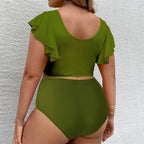 R&B | Großer Badeanzug mit Rüschendruck und hoher Taille