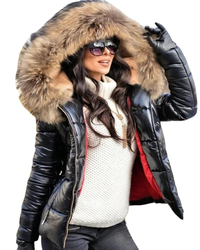R&B | Damen Winterjacke mit Kapuze und Kunstfellfutter