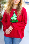 R&B | Weihnachtsbaum Feiertag Pailletten Freizeit Locker Sweatshirt