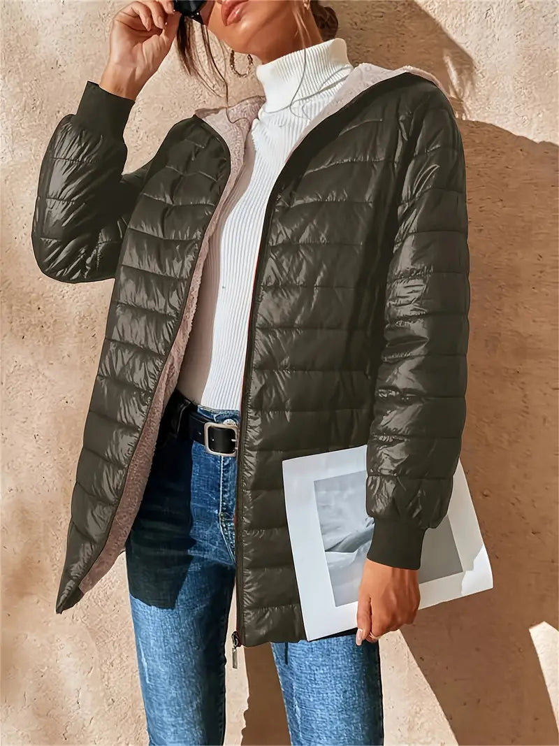 R&B | Mittellange Kapuzen Steppjacke