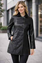 R&B | Eleganter Leder Trenchcoat