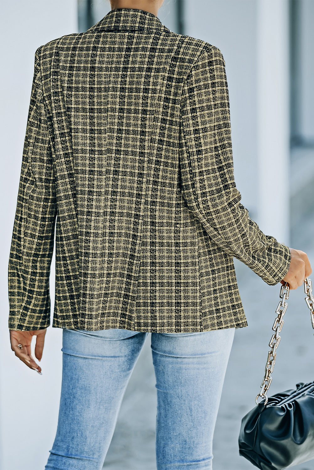 R&B | Karierter Doppelreiher Langarm-Blazer
