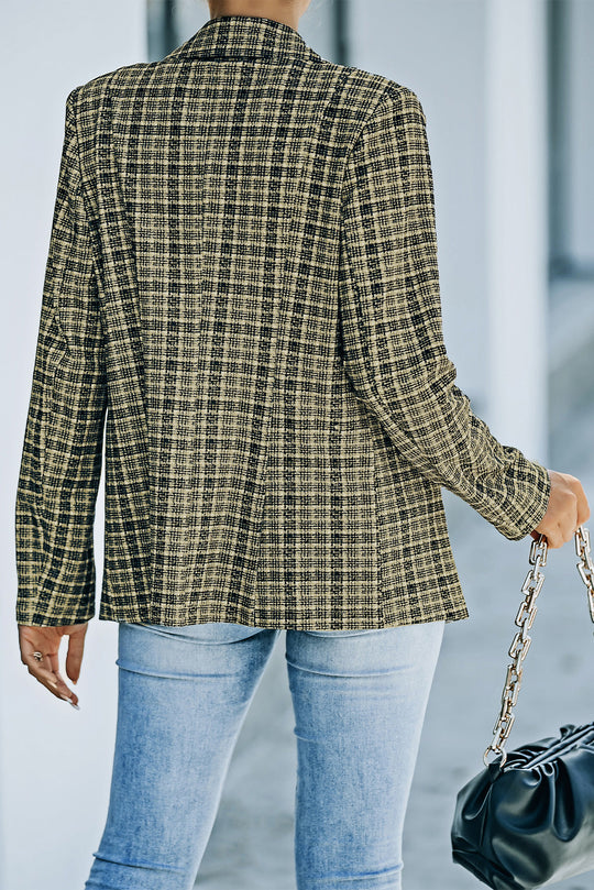 R&B | Karierter Doppelreiher Langarm-Blazer