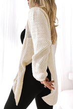 R&B | Strick-Mid-Length-Strickjacke mit langen Ärmeln