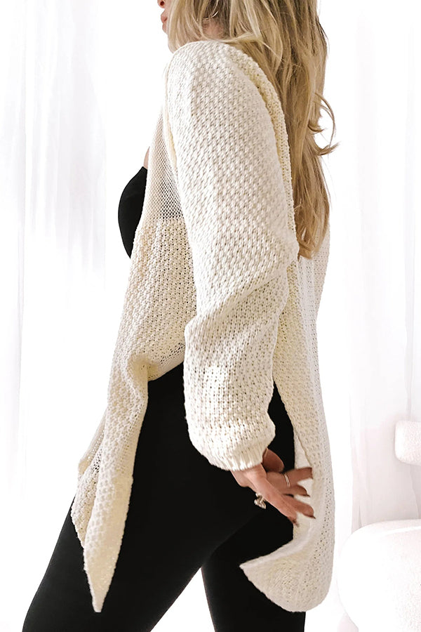 R&B | Strick-Mid-Length-Strickjacke mit langen Ärmeln