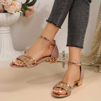 R&B | Glänzende Flache Sandalen für Frauen Kristall Schuhe Sommer