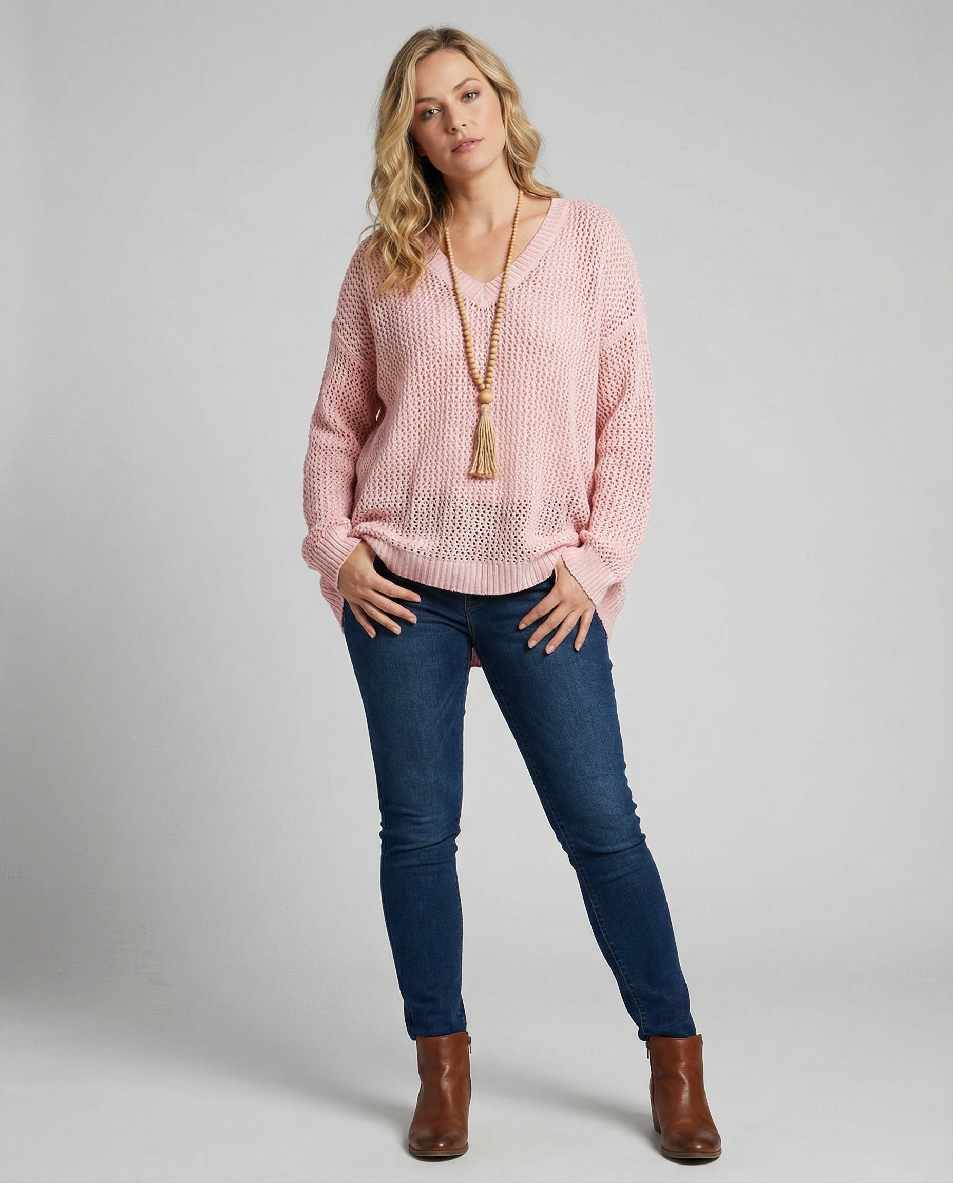 R&B | oversized Pullover mit V-Ausschnitt