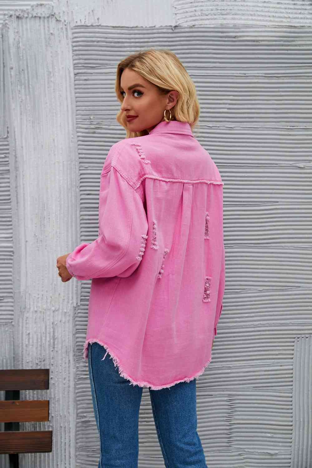 R&B | Zerrissene Rohsaum-Denimjacke